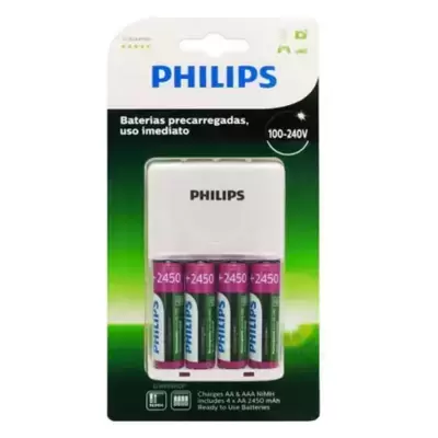 imagem do produto Carregador Philips com 4 pilhas 2450mah - Philips